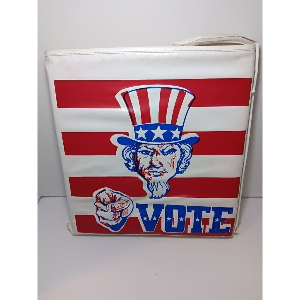 Rare 80s Rhinehart Uncle Sam Vote Elephant Donkey Political Stadium Seat Cushion